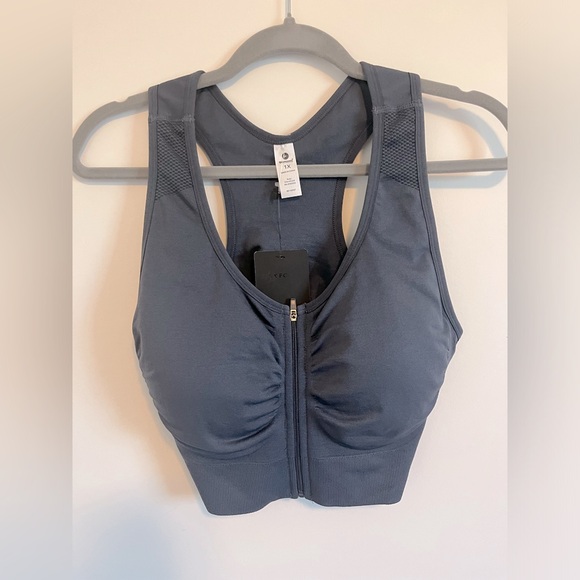 NWT 90 Degrees by Reflex Open Front Zip Sports Bra - Picture 1 of 4